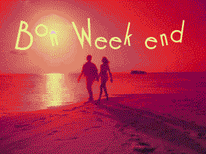 Gif animé bon week-end couché de soleil
